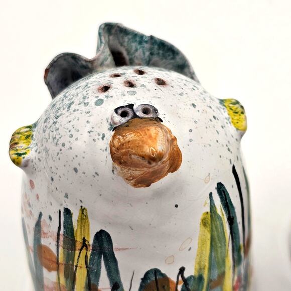 Whimsical Hand Painted Bird Salt & Pepper Shakers & Caddy Pottery Kitchen Decor - Picture 4 of 10